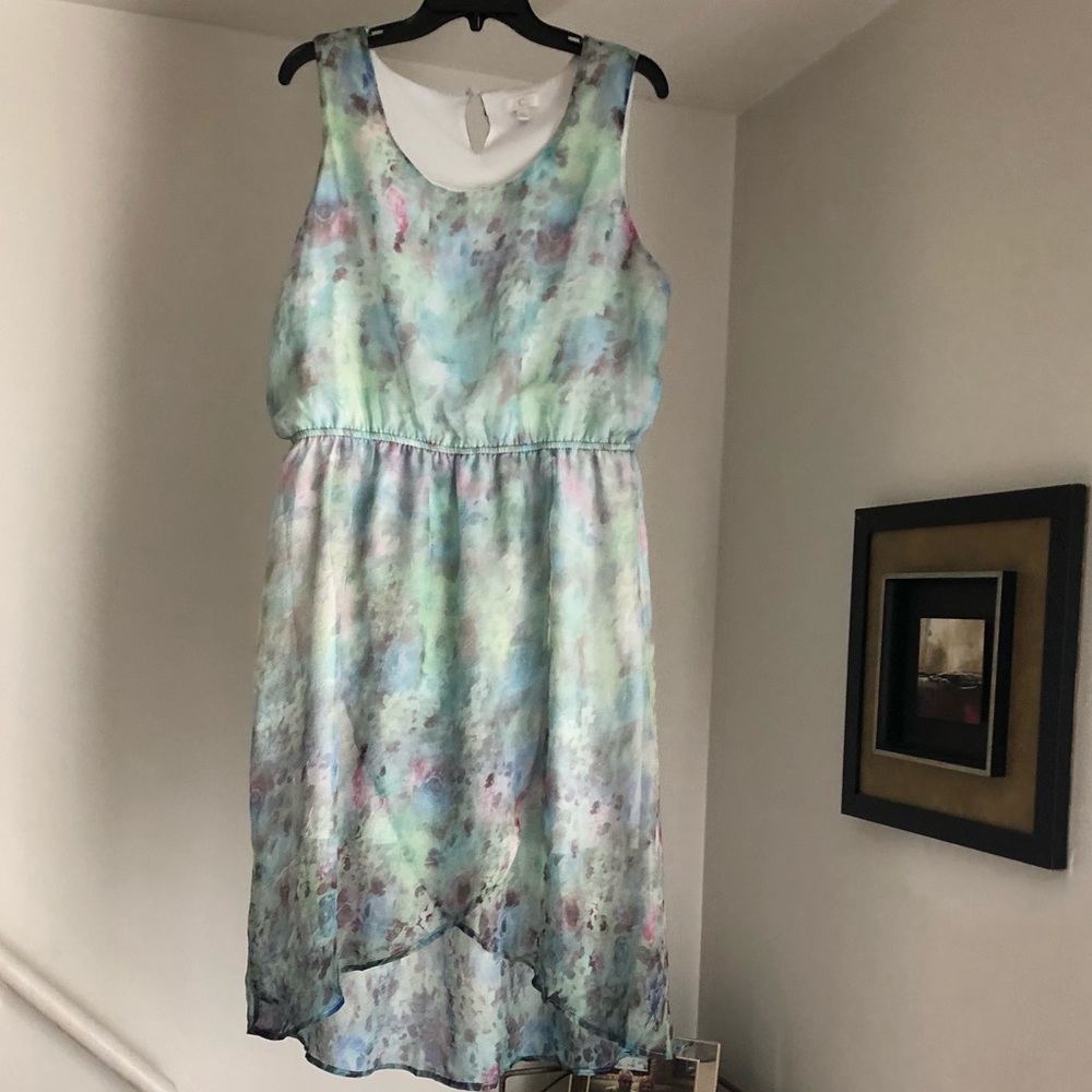 Chiffon High Low Watercolor Floral Dress